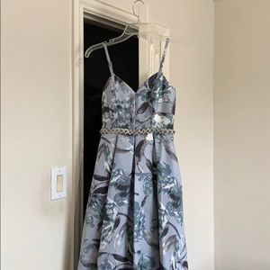 Beautiful Baby Blue Floral Prom Dress